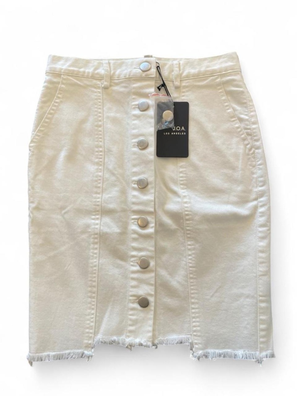 J.O.A. Frayed Hem Button Front Mini Skirt